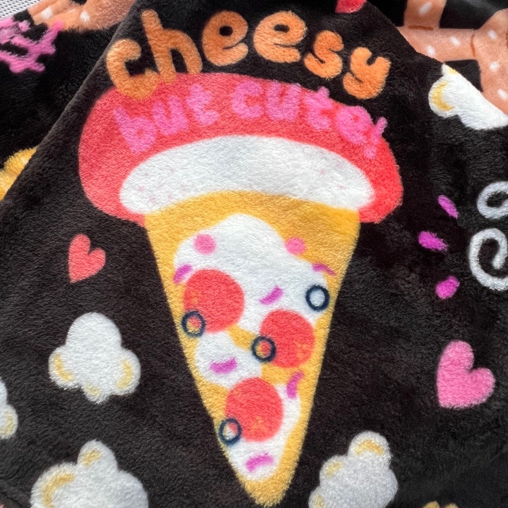 Betsey Johnson Ultra Soft Plush Cheeseburger/Pizza/Pretzel Throw Blanket 50x60